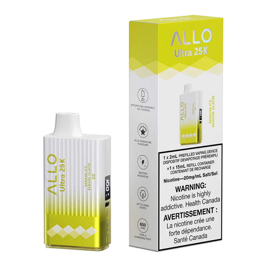 Allo Ultra 25K Disposable Vape Device - Banana Ice 17ml