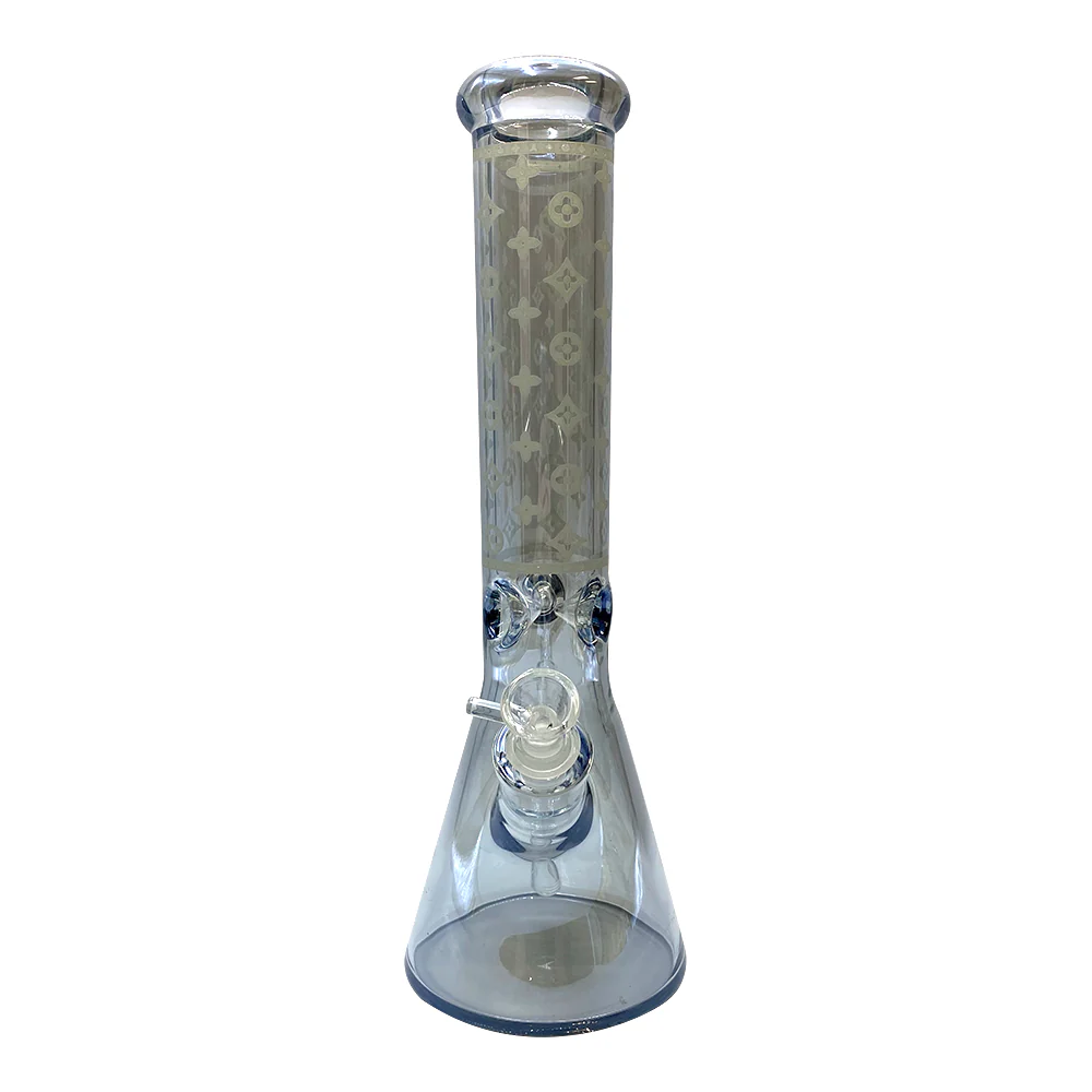 Glass Beaker Bong -14" Lv Pattern (7mm) - Asst Colours (v17)