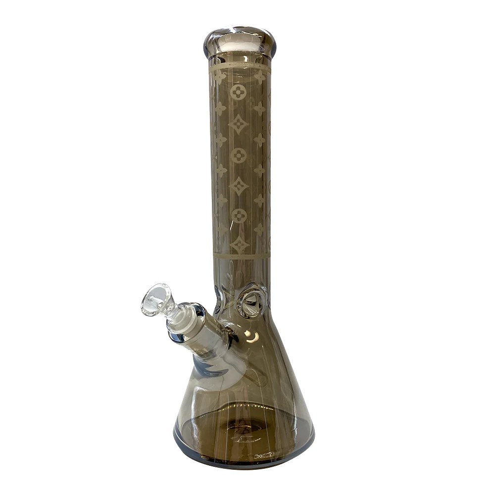 Glass Beaker Bong -14" Lv Pattern (7mm) - Asst Colours (v17) - Image 5