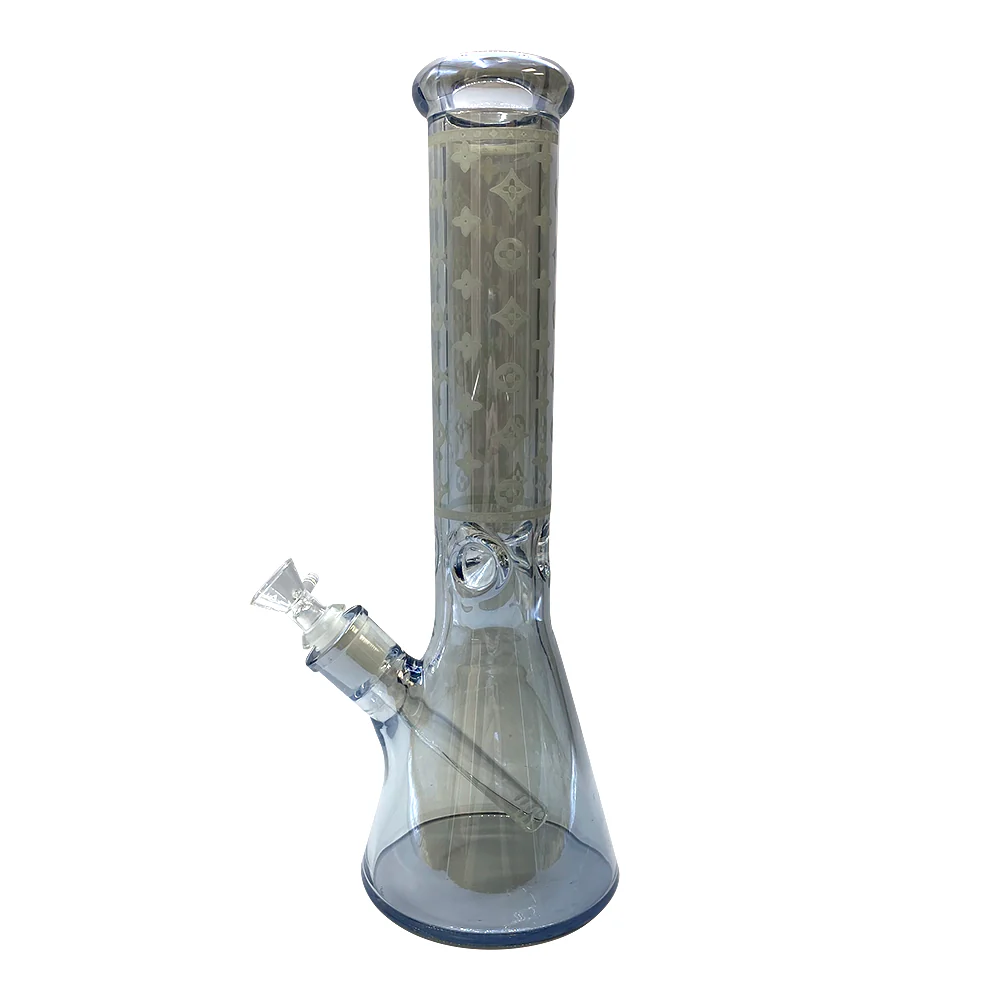 Glass Beaker Bong -14" Lv Pattern (7mm) - Asst Colours (v17) - Image 6