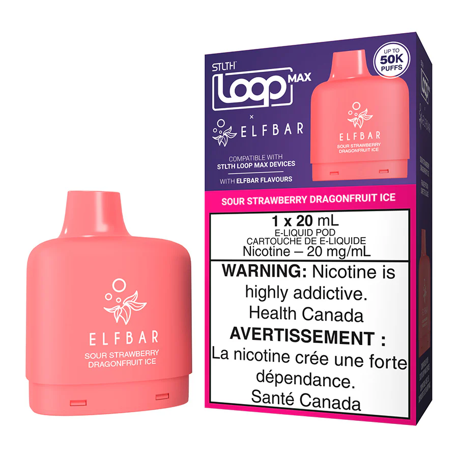 STLTH Loop Max X Elf Bar E-Liquid Pod Pack - Sour Strawberry Dragonfruit Ice 20ml